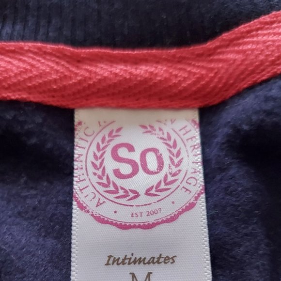 SO Intimates Womens Medium Silver Blue Heart Patterned Long Sleeve PJ Top NWT - Picture 3 of 5